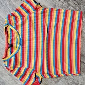 SHEIN Colorful Striped Crop Shirt
